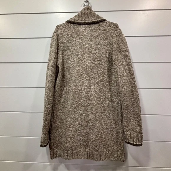 Roots women's oatmeal and white knit double breasted wool blend sweater size M - Picture 2 of 15